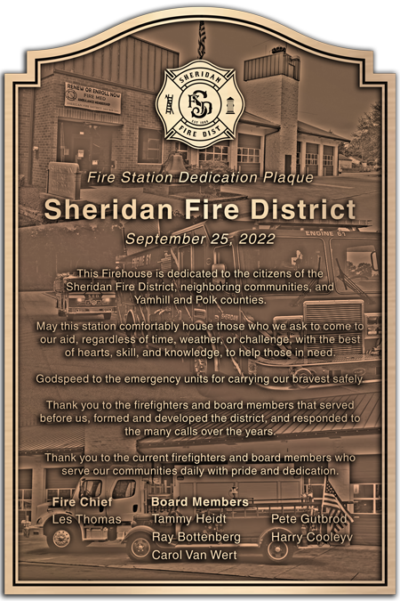 Fire station dedication plaques with photos